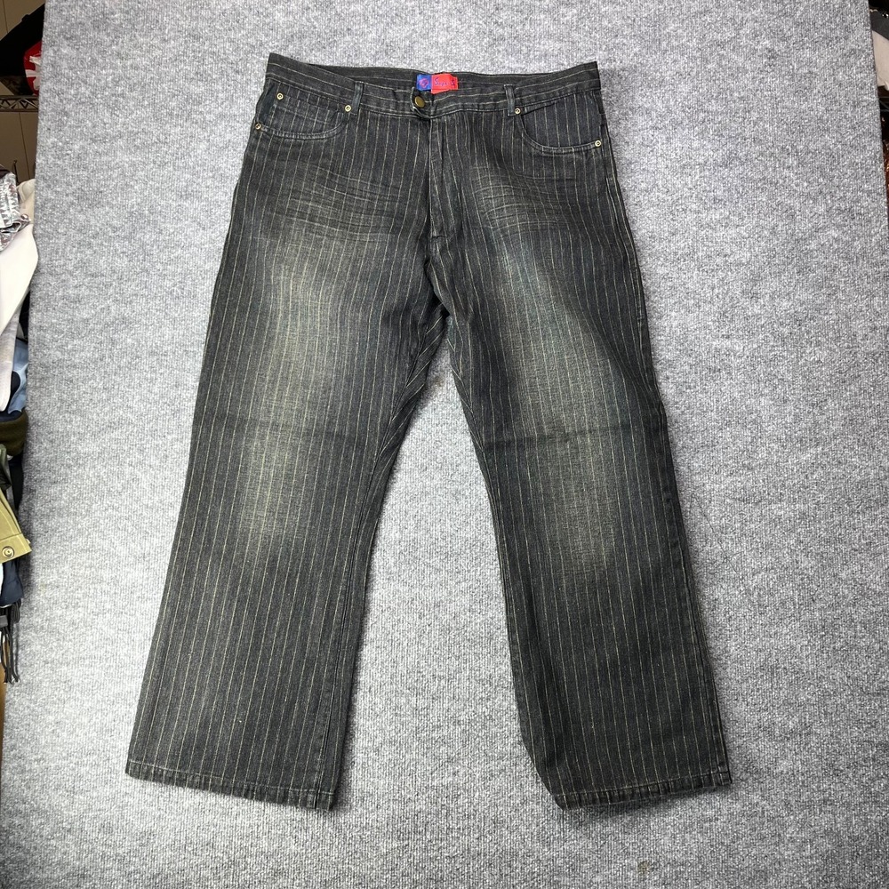 VTG Deadstock Y2K Super S Jeans Men's Denim Hickory Pinstripe Classic -‎ 39X29.5